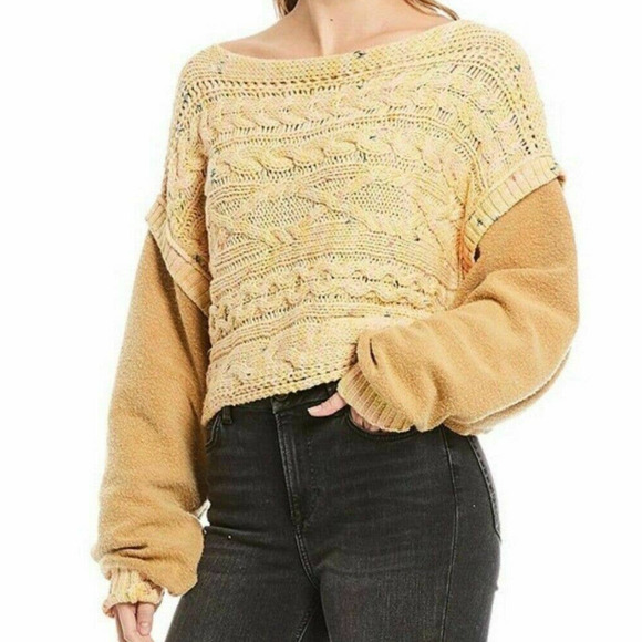Free People Sweaters - Honey Cable Knit Pullover Sweater in Honeycomb Combo Oversized Free People